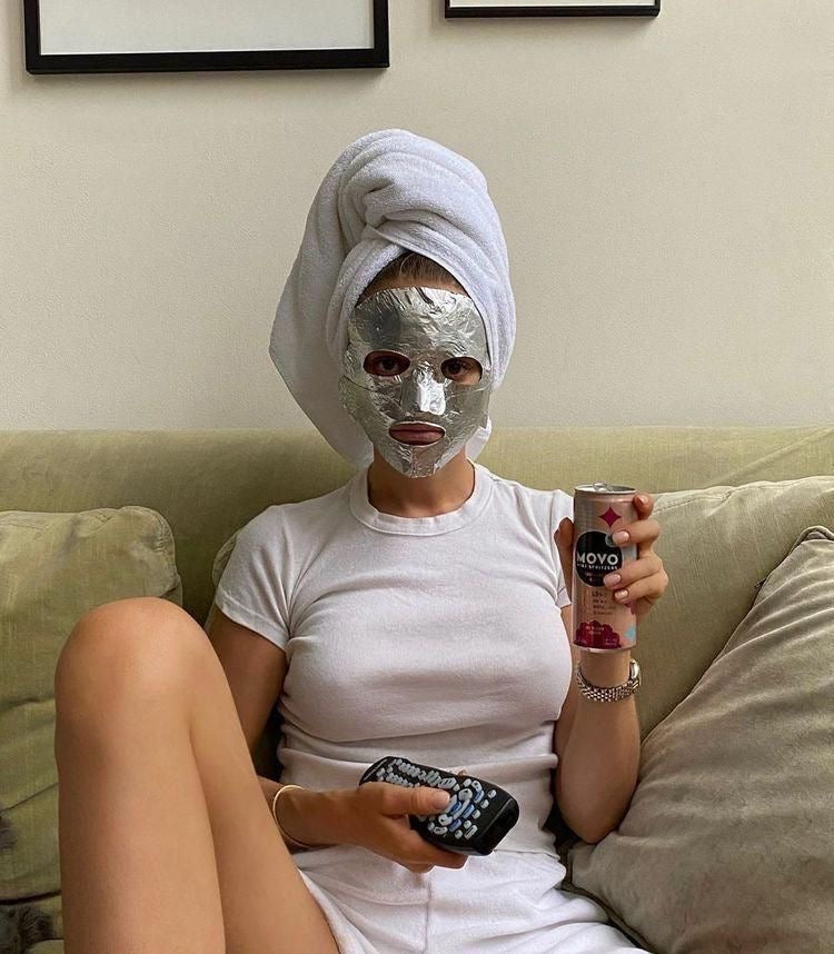 A girl wearing a face mask